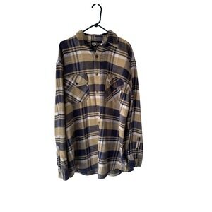 Polar King Mens Flannel Shirt Jacket Blue Plaid  Button Up‎ Large Tall Outdoor